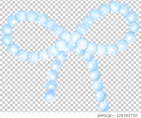 Kawaii Blue Pearl Bow Watercolor Beaded Ribbon y2k Aesthetic Kawaii Blue Pearl Bow Watercolor Beaded Ribbon y2k Aesthetic 126383710