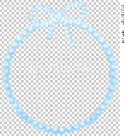 Cute Blue Pearl Frame Circle shape with ribbon bow watercolor Cute Blue Pearl Frame Circle shape with ribbon bow watercolor 126383713