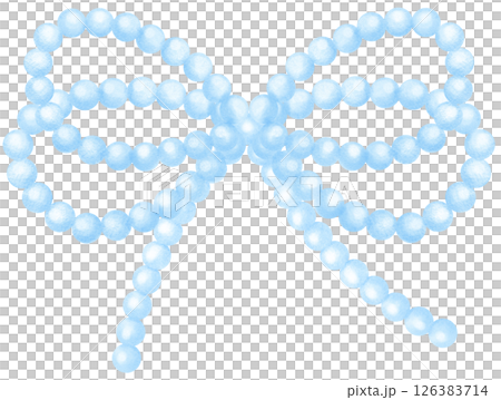 Blue Pearl Bow Watercolor Beaded Double Bow y2k Aesthetic 126383714