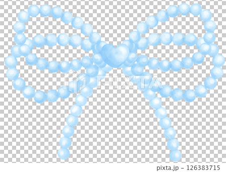 Blue Pearl Bow Heart Watercolor Beaded Double Bow y2k Aesthetic 126383715