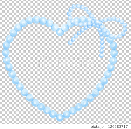 Cute Pearl Frame Heart shape with ribbon bow watercolor 126383717