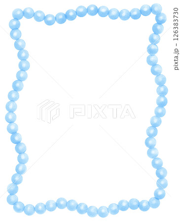 Retro Blue Pearl Frame Wavy Rectangle shape watercolor 126383730