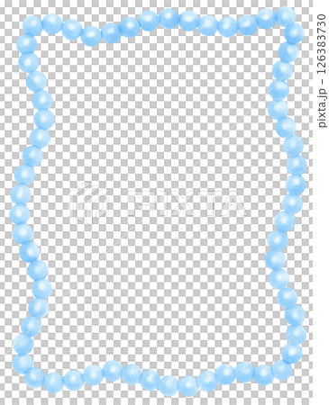 Retro Blue Pearl Frame Wavy Rectangle shape watercolor 126383730