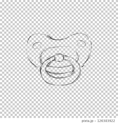 Sketch Baby Pacifier Front View Hand Drawn Black and White Illustration Sketch Baby Pacifier Front View Hand Drawn Black and White Illustration 126383922