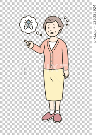Elderly woman with dementia is startled by seeing insects in her vision Elderly woman with dementia is startled by seeing insects in her vision 126383924