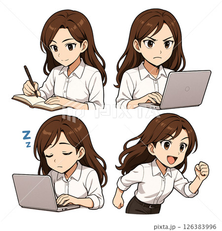 オフィスカジュアルな頑張る若い女性 126383996