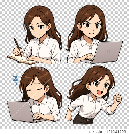 オフィスカジュアルな頑張る若い女性 126383996