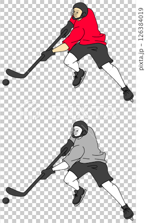 Ice hockey player illustration set Ice hockey player illustration set 126384019