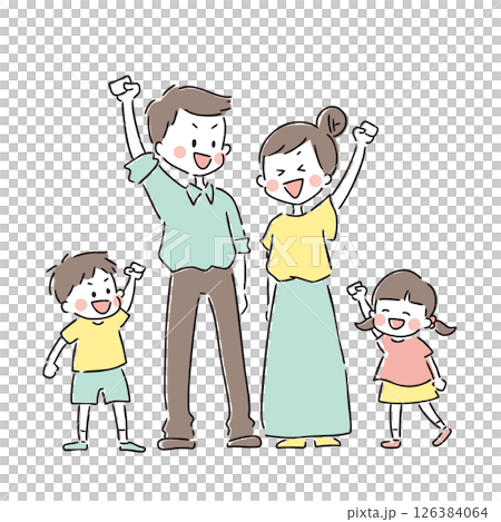 Smiling, happy, fist pumping family Smiling, happy, fist pumping family 126384064