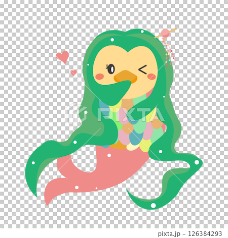 ウインクするかわいいアマビエのイラスト 126384293