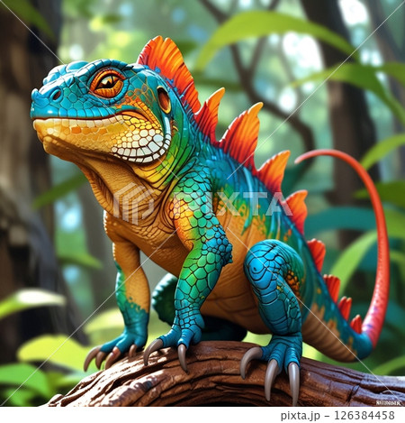 【グッズデザイン向け】トロピカルな午後とイグアナの時間 126384458