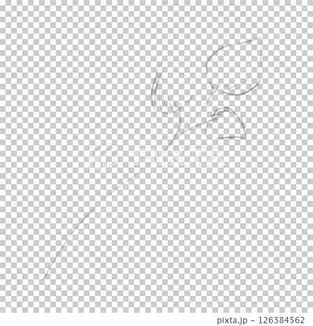 Sketch Branch with Leaves Hand Drawn, Black and White Illustration 126384562