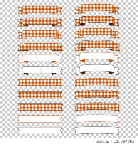 Simple ribbon frame set Gingham check Decoration Frame Banner Design Brown Simple ribbon frame set Gingham check Decoration Frame Banner Design Brown 126384769