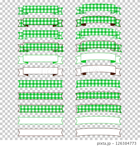 Simple ribbon frame set Gingham check Decoration Frame Banner Design Green Simple ribbon frame set Gingham check Decoration Frame Banner Design Green 126384773