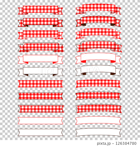 Simple ribbon frame set Gingham check Decoration Frame Banner Design Red Simple ribbon frame set Gingham check Decoration Frame Banner Design Red 126384780