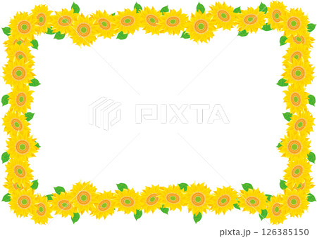 背景素材＜花・ひまわりフレーム枠＞ 126385150