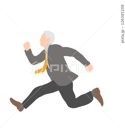 駆け出すシニアビジネスマン(グレースーツ) 駆け出すシニアビジネスマン(グレースーツ) 126385208