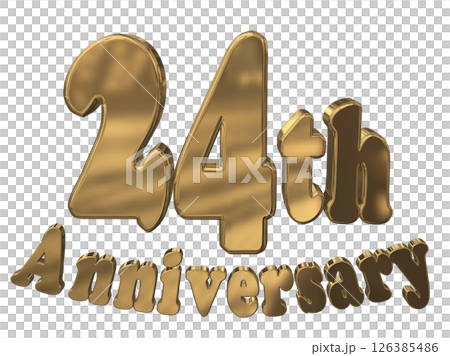 3DCG文字“24週年/24週年紀念馬克·斯帕克” 126385486