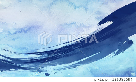 青インクで描いた一太刀 波イメージ 青インクで描いた一太刀 波イメージ 126385594