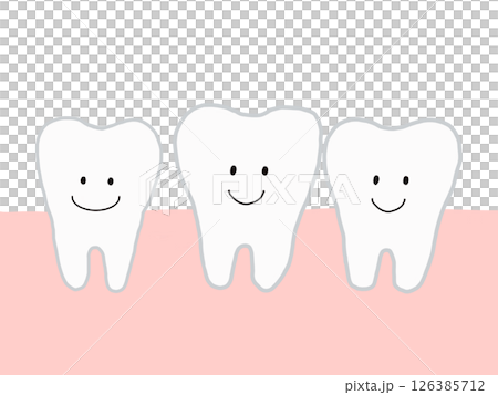 三顆健康健康的下牙:帶有主線的可愛人物插圖 三顆健康健康的下牙:帶有主線的可愛人物插圖 126385712