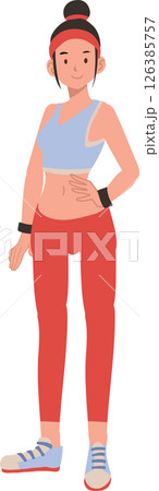Athletic woman in sportswear posing confidently for fitness motivation and gym training Athletic woman in sportswear posing confidently for fitness motivation and gym training 126385757