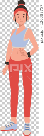 Athletic woman in sportswear posing confidently for fitness motivation and gym training Athletic woman in sportswear posing confidently for fitness motivation and gym training 126385757