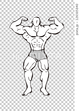 フロントダブルバイセップス ボディビル 筋肉 人物 ポーズ 線画 イラスト フロントダブルバイセップス ボディビル 筋肉 人物 ポーズ 線画 イラスト 126385840
