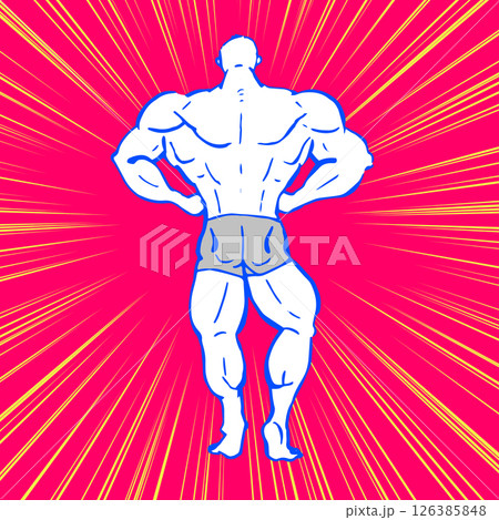 バックラットスプレッド ボディビル 筋肉 人物 ポーズ 線画 イラスト バックラットスプレッド ボディビル 筋肉 人物 ポーズ 線画 イラスト 126385848
