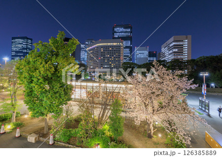 春の大阪城 城テラスの夜景(大阪府大阪市中央区) 126385889