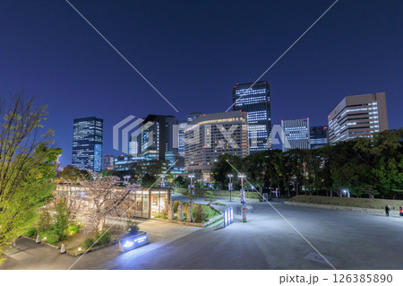 春の大阪城 城テラスの夜景(大阪府大阪市中央区) 126385890