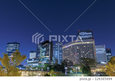 春の大阪城 城テラスの夜景(大阪府大阪市中央区) 126385894