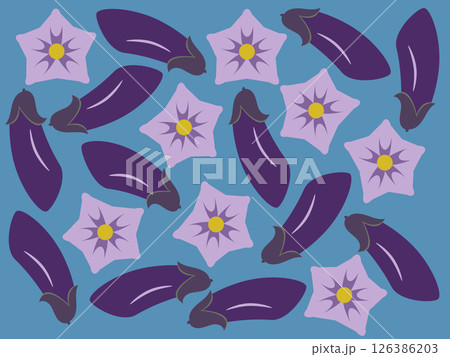 ナスとナスの花のイラスト ナスとナスの花のイラスト 126386203