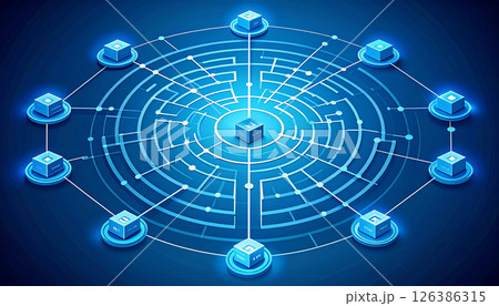 N8n : Digital network maze with interconnected data nodes and glowing blue cubes symbolizing data flow and technology innovation N8n : Digital network maze with interconnected data nodes and glowing blue cubes symbolizing data flow and technology innovation 126386315