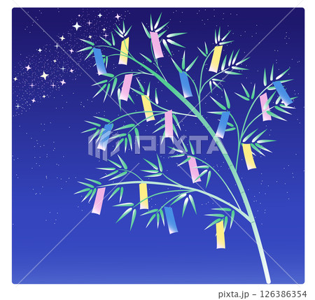 短冊と夜空イラスト 短冊と夜空イラスト 126386354