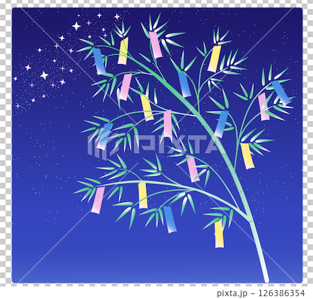 短冊和夜空插圖 126386354
