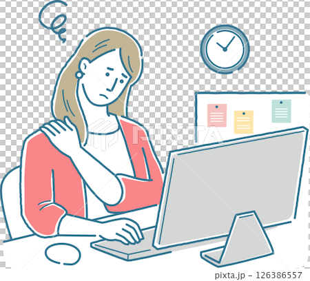 woman tired at work woman tired at work 126386557