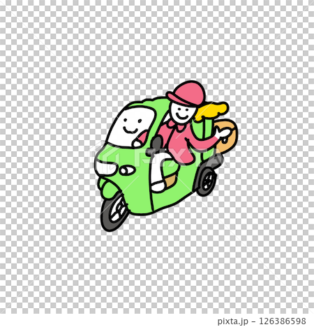 一名女子騎著有蓋自行車 126386598