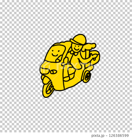 屋根付きバイクに乗る女性 126386599