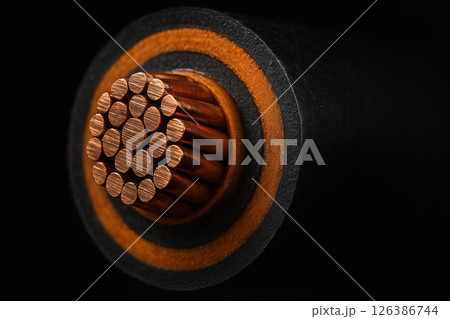 Detailed Macro Cross-Section of a Multi-Strand Cable 126386744
