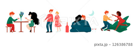 Man and Woman Couple Have Romantic Relationship Vector Set Man and Woman Couple Have Romantic Relationship Vector Set 126386788