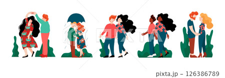 Man and Woman Couple Have Romantic Relationship Vector Set Man and Woman Couple Have Romantic Relationship Vector Set 126386789