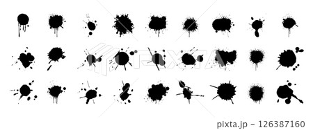 Abstract bloodstain shapes. Red splashes, blots, and smudges for Halloween or crime scene designs. Abstract bloodstain shapes. Red splashes, blots, and smudges for Halloween or crime scene designs. 126387160