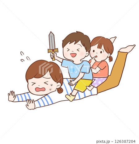 育児が大変なママ(カラー影なし) 126387204