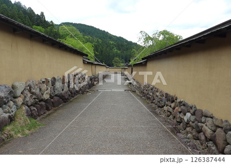 一乗谷朝倉氏遺跡の復元町並の通り(福井県福井市) 一乗谷朝倉氏遺跡の復元町並の通り(福井県福井市) 126387444