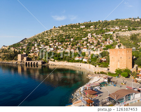 Dockyard and arsenal in Alanya on beautiful, sunny day, Turkey Dockyard and arsenal in Alanya on beautiful, sunny day, Turkey 126387453