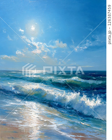 波が打ち寄せる砂浜　AI画像 126387459