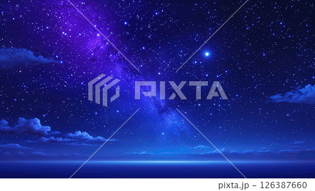 雲の向こうに見える星空と月、夜景 雲の向こうに見える星空と月、夜景 126387660