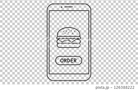 Illustration of a food delivery app for ordering on a smartphone 126388222