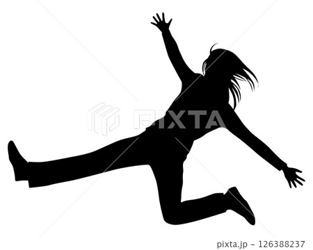 落ちていく女性シルエット 126388237