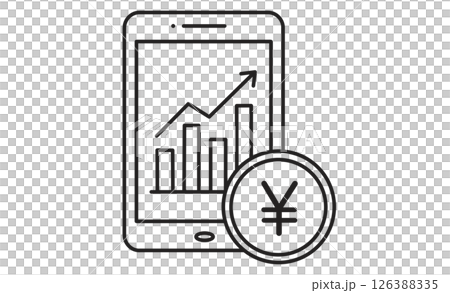 Mobile investment and stock chart line icon illustration 126388335